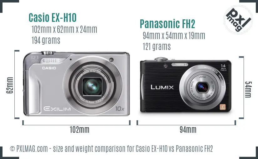Casio EX-H10 vs Panasonic FH2 size comparison