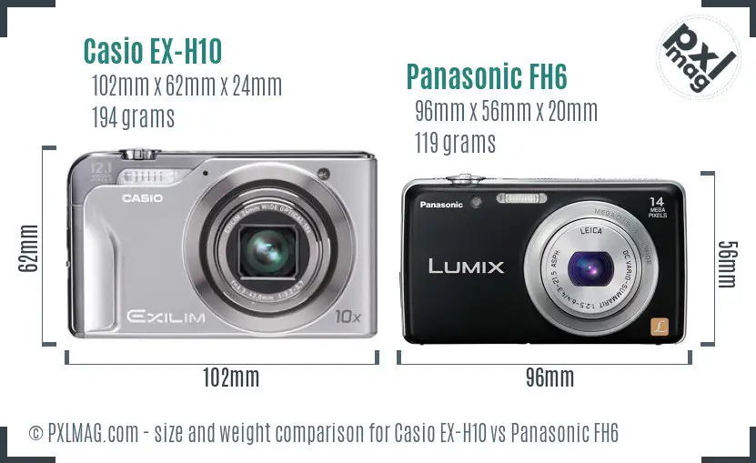 Casio EX-H10 vs Panasonic FH6 size comparison Casio EX-H10 vs Panasonic FH6 size comparison