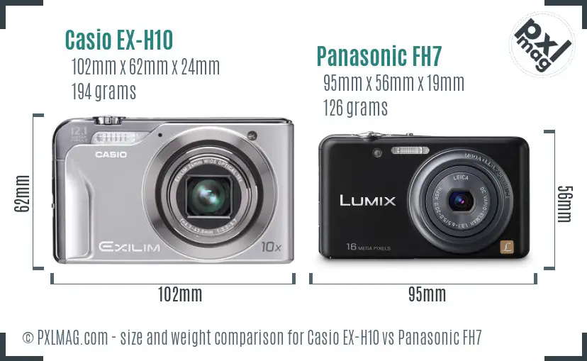 Casio EX-H10 vs Panasonic FH7 size comparison