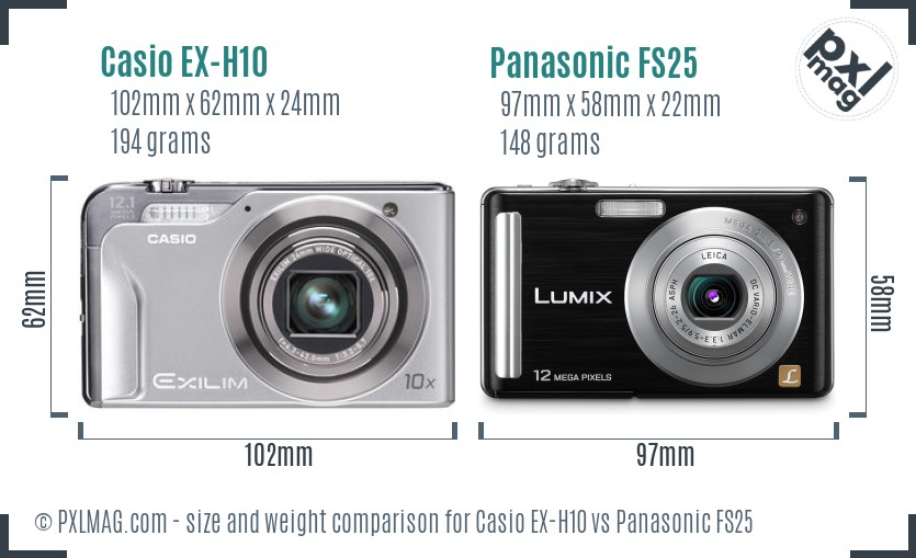 Casio EX-H10 vs Panasonic FS25 size comparison Casio EX-H10 vs Panasonic FS25 size comparison