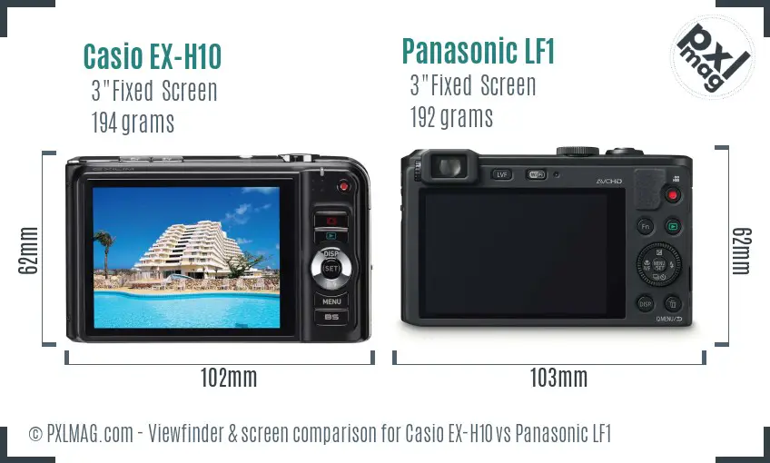 Casio EX-H10 vs Panasonic LF1 Screen and Viewfinder comparison