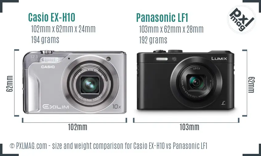 Casio EX-H10 vs Panasonic LF1 size comparison