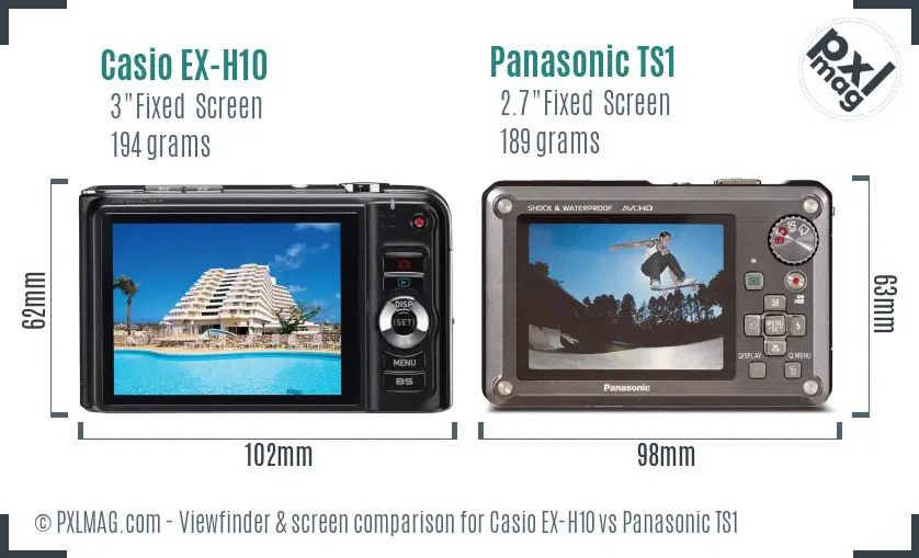 Casio EX-H10 vs Panasonic TS1 Screen and Viewfinder comparison