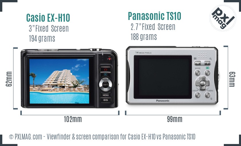Casio EX-H10 vs Panasonic TS10 Screen and Viewfinder comparison
