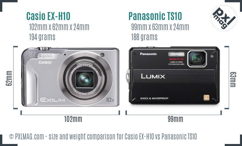 Casio EX-H10 vs Panasonic TS10 size comparison Casio EX-H10 vs Panasonic TS10 size comparison