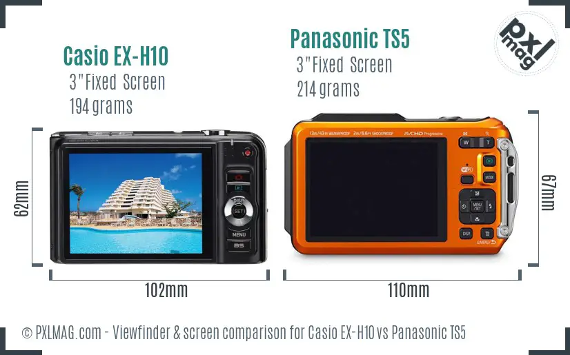 Casio EX-H10 vs Panasonic TS5 Screen and Viewfinder comparison Casio EX-H10 vs Panasonic TS5 Screen and Viewfinder comparison