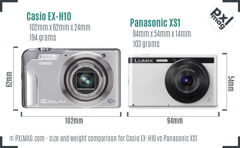Casio EX-H10 vs Panasonic XS1 size comparison