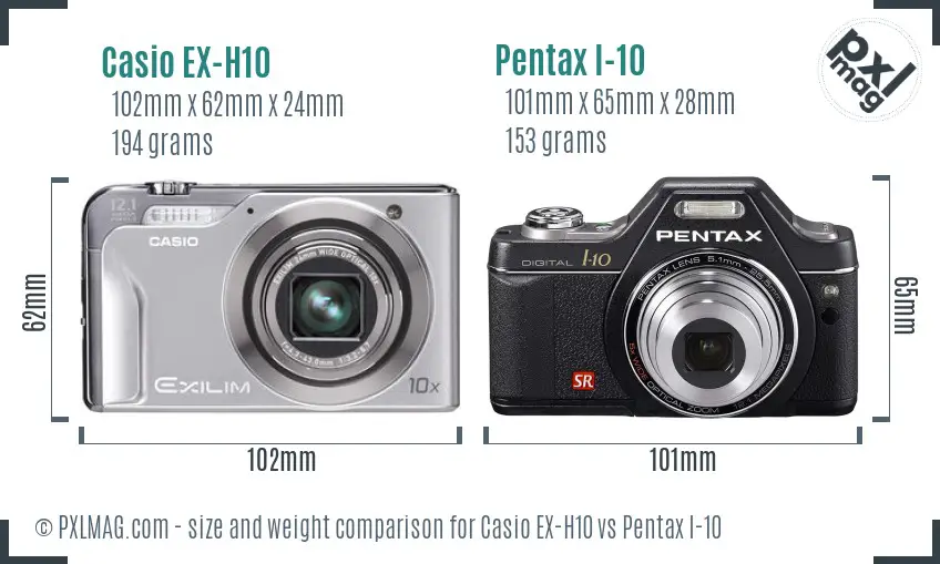 Casio EX-H10 vs Pentax I-10 size comparison Casio EX-H10 vs Pentax I-10 size comparison