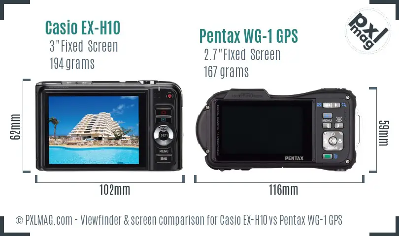 Casio EX-H10 vs Pentax WG-1 GPS Screen and Viewfinder comparison Casio EX-H10 vs Pentax WG-1 GPS Screen and Viewfinder comparison