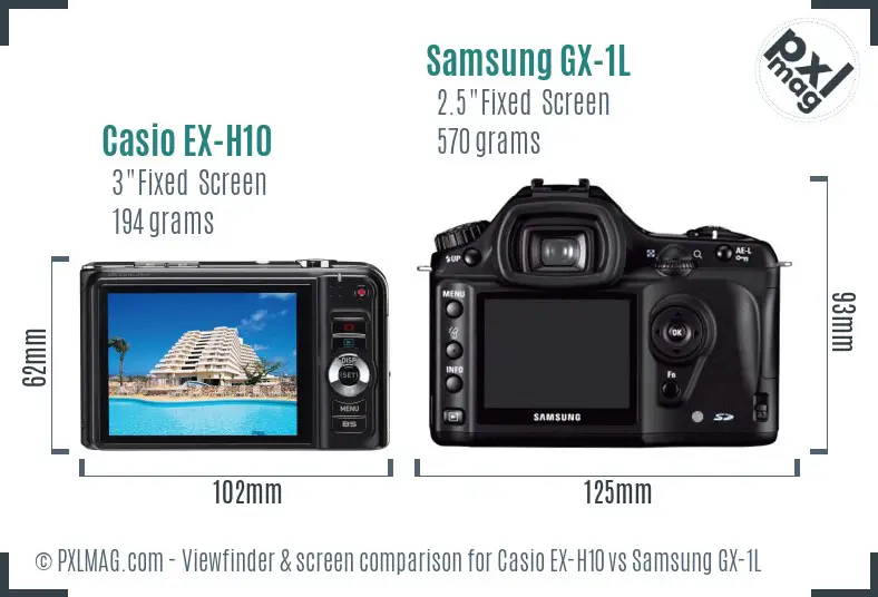 Casio EX-H10 vs Samsung GX-1L Screen and Viewfinder comparison