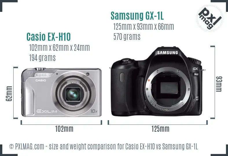 Casio EX-H10 vs Samsung GX-1L size comparison