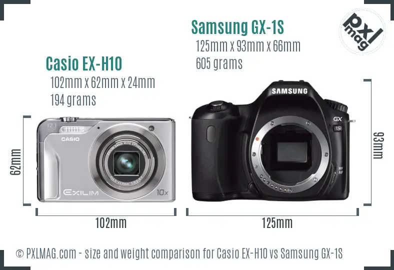 Casio EX-H10 vs Samsung GX-1S size comparison