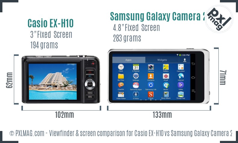 Casio EX-H10 vs Samsung Galaxy Camera 2 Screen and Viewfinder comparison