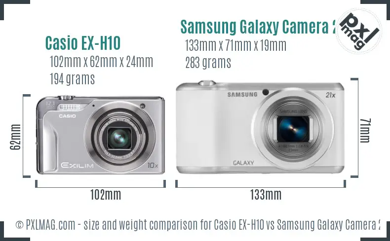 Casio EX-H10 vs Samsung Galaxy Camera 2 size comparison