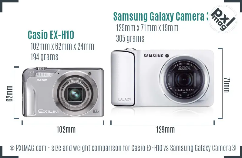 Casio EX-H10 vs Samsung Galaxy Camera 3G size comparison