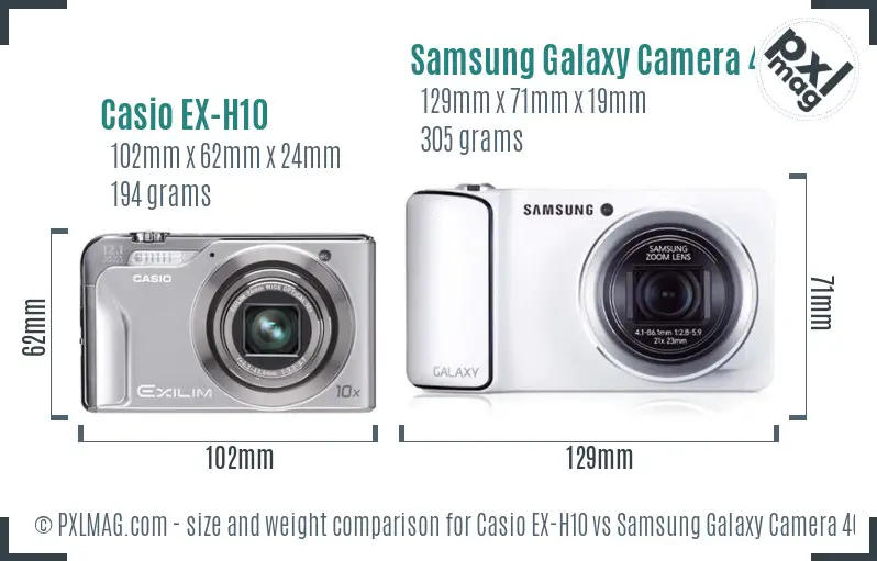 Casio EX-H10 vs Samsung Galaxy Camera 4G size comparison