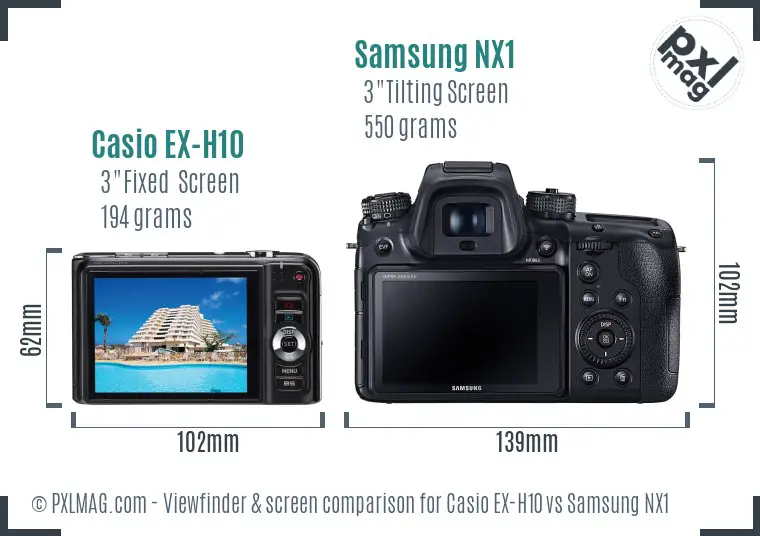 Casio EX-H10 vs Samsung NX1 Screen and Viewfinder comparison