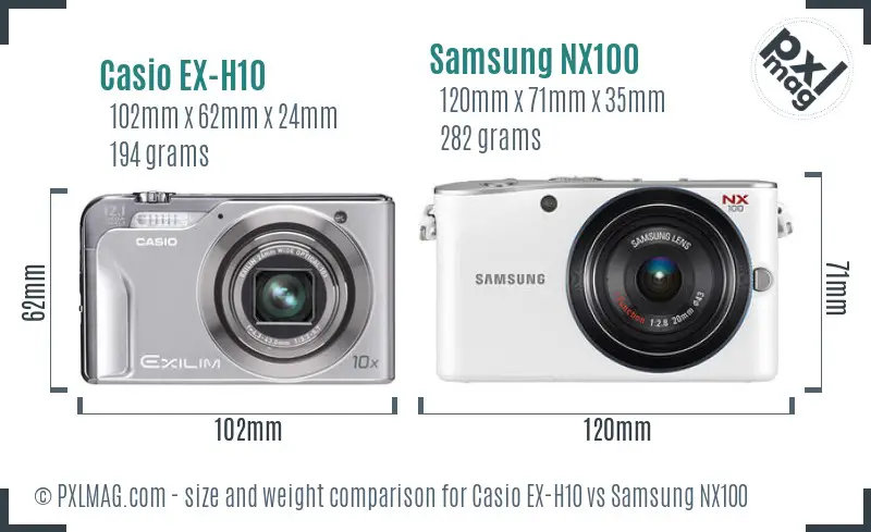 Casio EX-H10 vs Samsung NX100 size comparison
