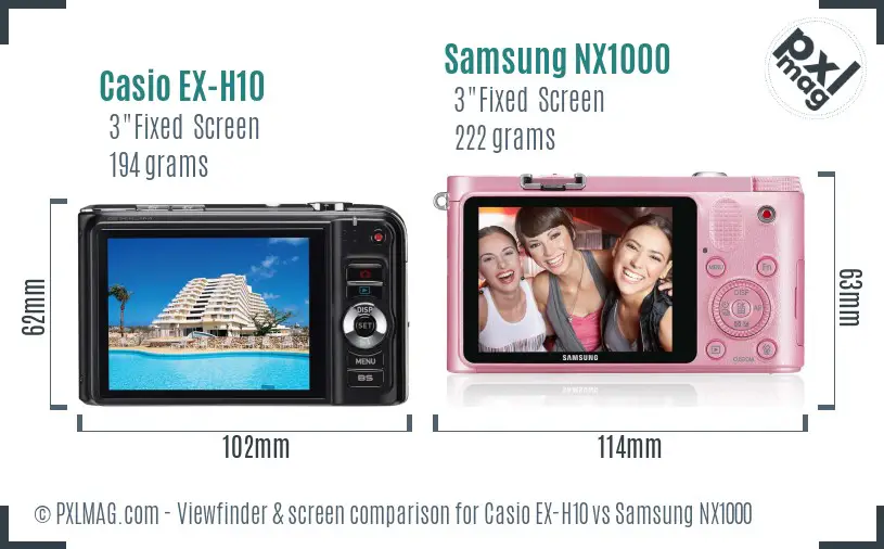 Casio EX-H10 vs Samsung NX1000 Screen and Viewfinder comparison Casio EX-H10 vs Samsung NX1000 Screen and Viewfinder comparison