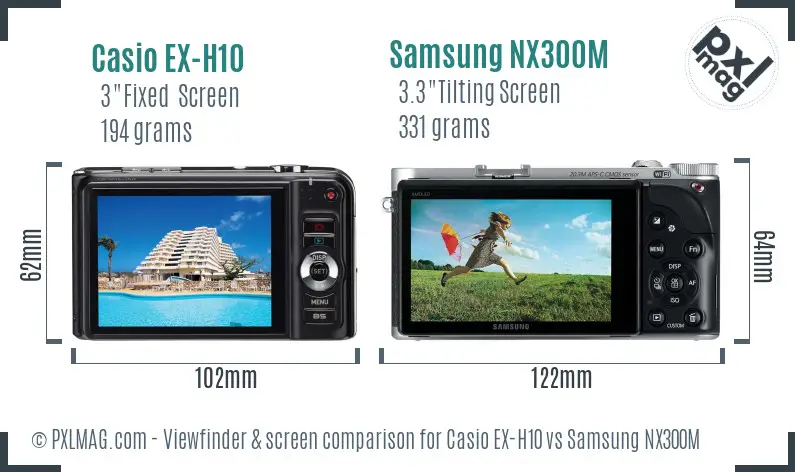 Casio EX-H10 vs Samsung NX300M Screen and Viewfinder comparison