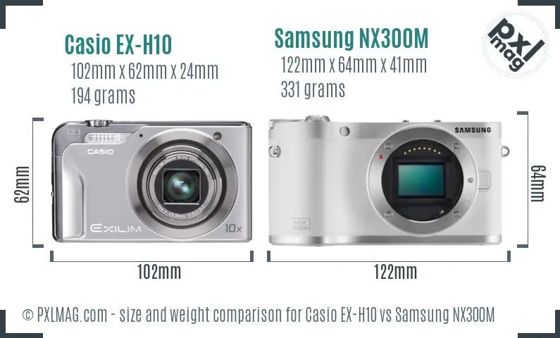 Casio EX-H10 vs Samsung NX300M size comparison