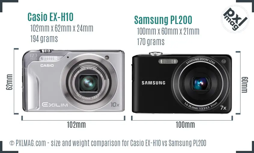 Casio EX-H10 vs Samsung PL200 size comparison