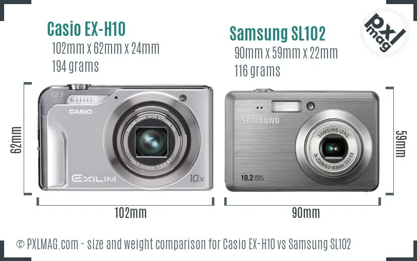 Casio EX-H10 vs Samsung SL102 size comparison