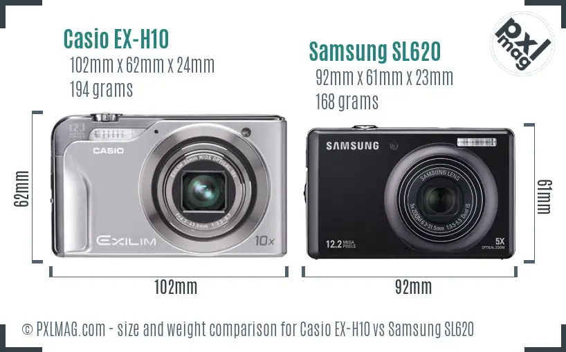 Casio EX-H10 vs Samsung SL620 size comparison