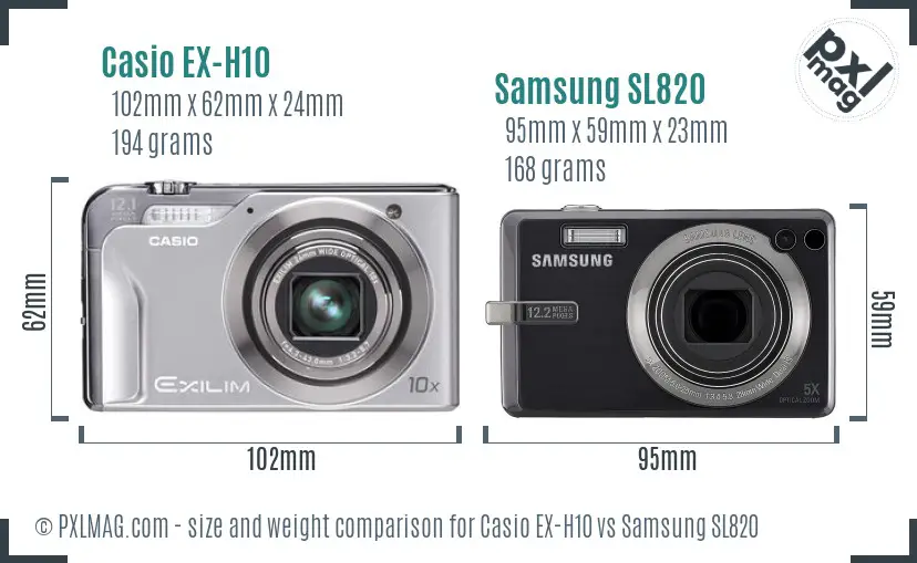 Casio EX-H10 vs Samsung SL820 size comparison Casio EX-H10 vs Samsung SL820 size comparison