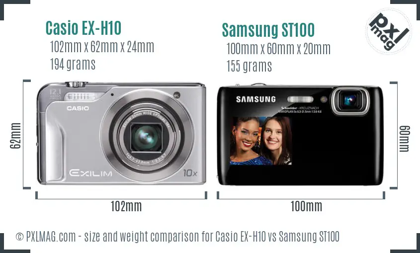 Casio EX-H10 vs Samsung ST100 size comparison