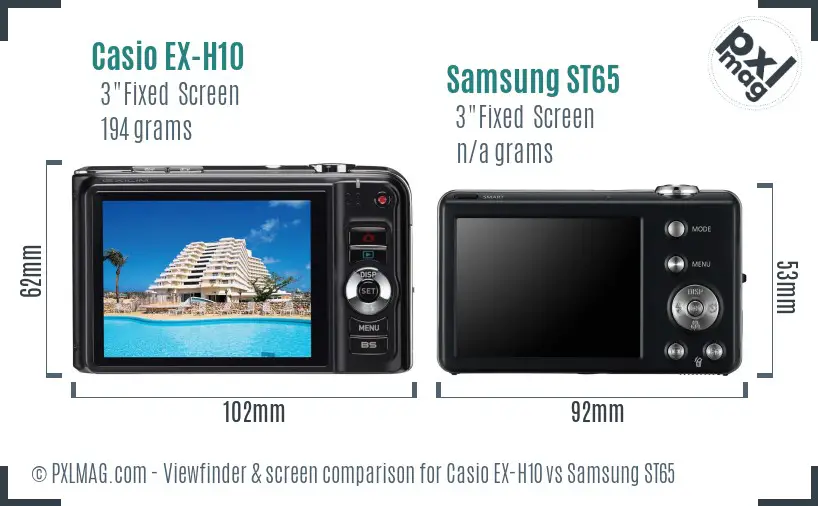 Casio EX-H10 vs Samsung ST65 Screen and Viewfinder comparison Casio EX-H10 vs Samsung ST65 Screen and Viewfinder comparison