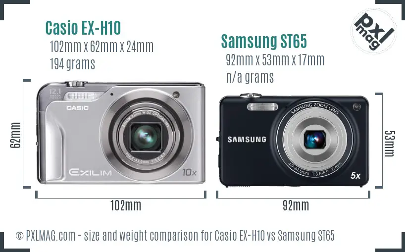 Casio EX-H10 vs Samsung ST65 size comparison Casio EX-H10 vs Samsung ST65 size comparison