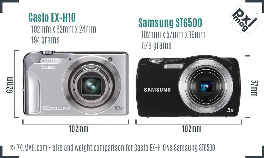 Casio EX-H10 vs Samsung ST6500 size comparison