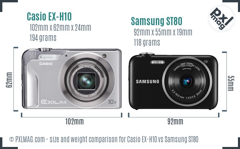 Casio EX-H10 vs Samsung ST80 size comparison