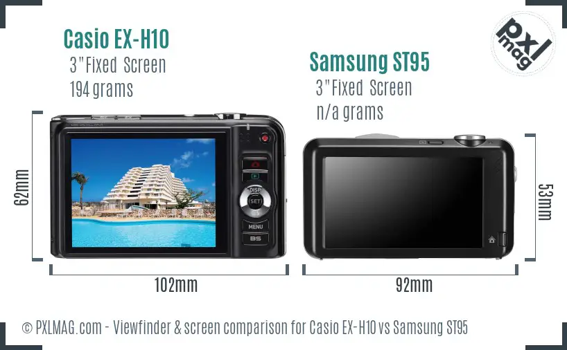 Casio EX-H10 vs Samsung ST95 Screen and Viewfinder comparison