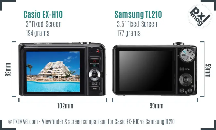 Casio EX-H10 vs Samsung TL210 Screen and Viewfinder comparison