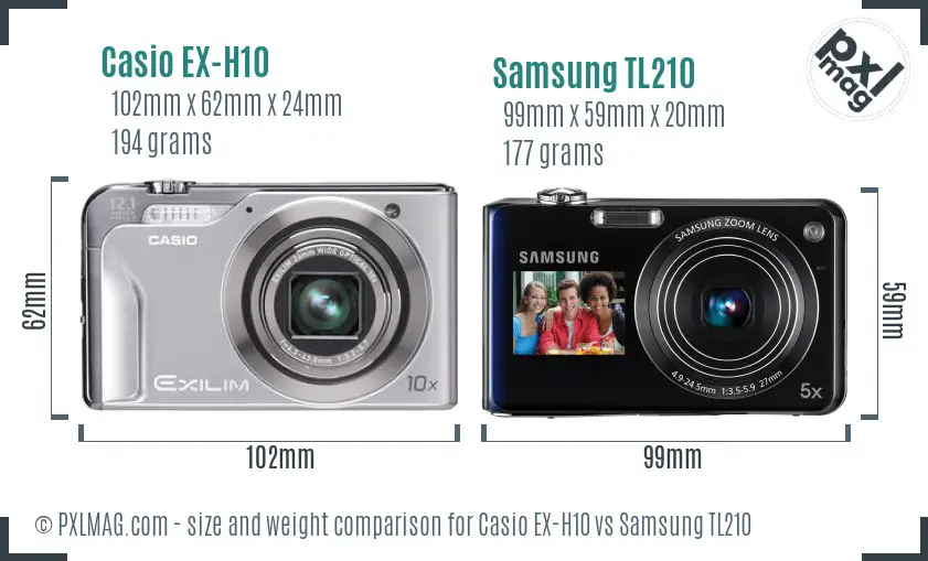 Casio EX-H10 vs Samsung TL210 size comparison