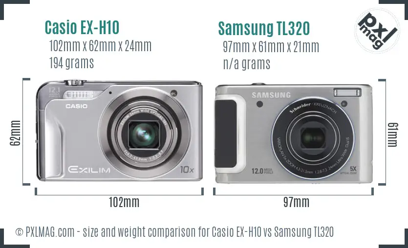 Casio EX-H10 vs Samsung TL320 size comparison Casio EX-H10 vs Samsung TL320 size comparison
