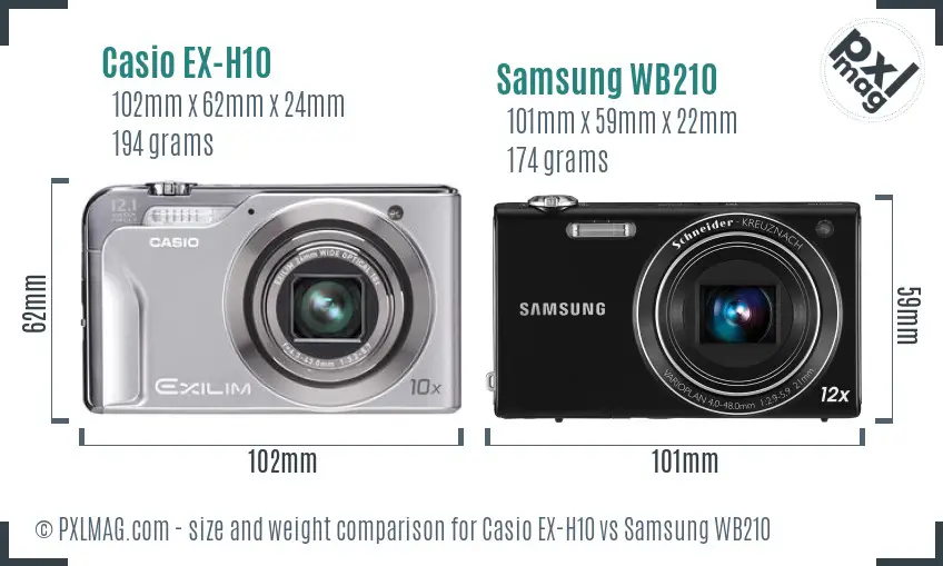 Casio EX-H10 vs Samsung WB210 size comparison