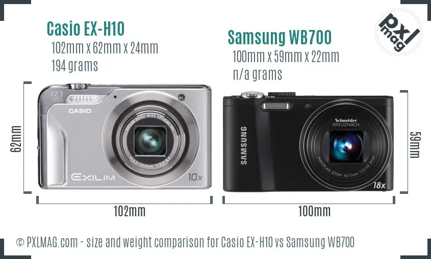 Casio EX-H10 vs Samsung WB700 size comparison