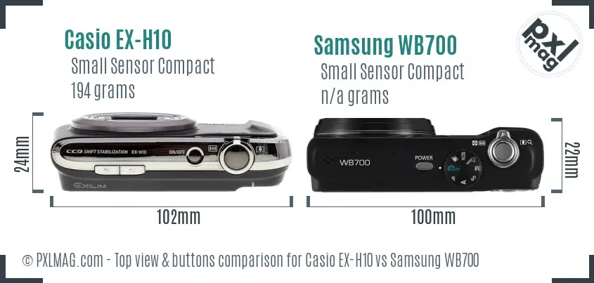 Casio EX-H10 vs Samsung WB700 top view buttons comparison