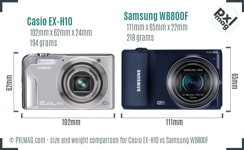 Casio EX-H10 vs Samsung WB800F size comparison