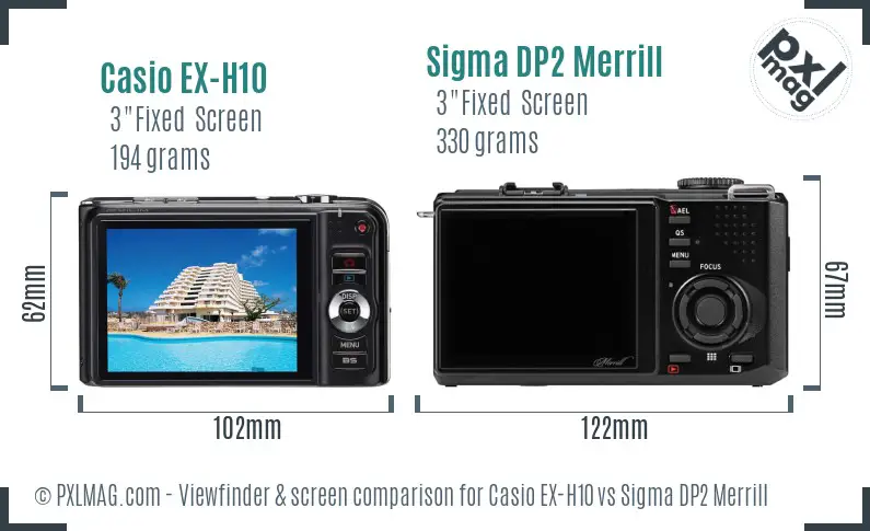 Casio EX-H10 vs Sigma DP2 Merrill Screen and Viewfinder comparison