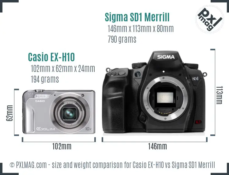 Casio EX-H10 vs Sigma SD1 Merrill size comparison