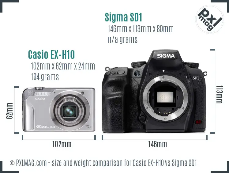 Casio EX-H10 vs Sigma SD1 size comparison