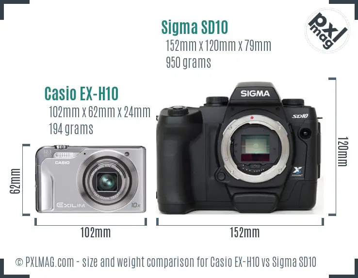 Casio EX-H10 vs Sigma SD10 size comparison