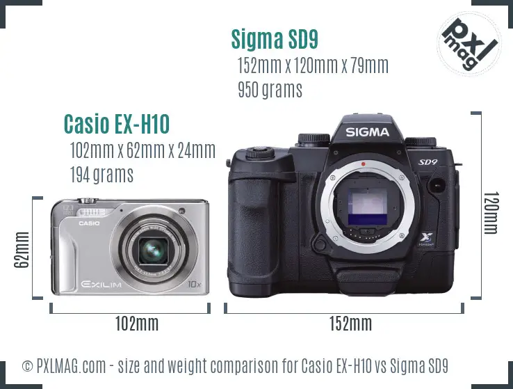 Casio EX-H10 vs Sigma SD9 size comparison