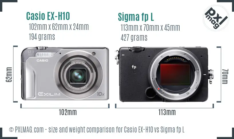 Casio EX-H10 vs Sigma fp L size comparison