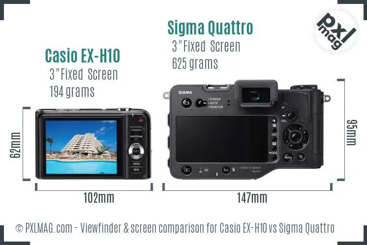 Casio EX-H10 vs Sigma Quattro Screen and Viewfinder comparison