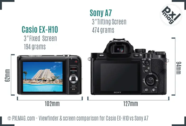 Casio EX-H10 vs Sony A7 Screen and Viewfinder comparison